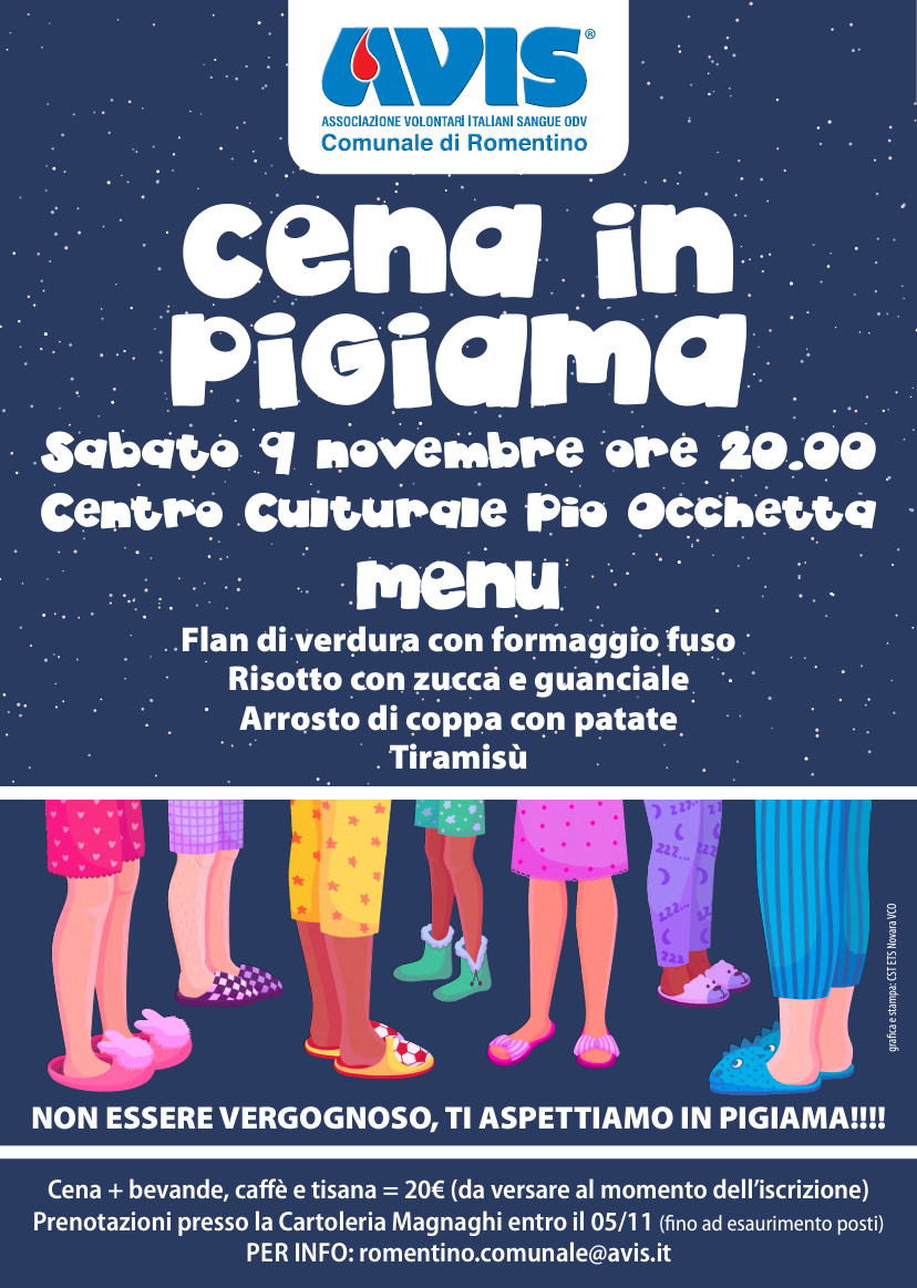 Locandina cena in pigiama
